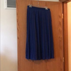 Pleated cobalt midi skirt